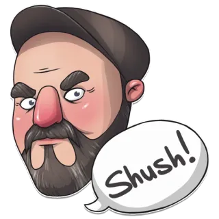 😡 37b0f4a9 Shush! shush, silence, quiet, man, beard, cartoon whatsapp sticker