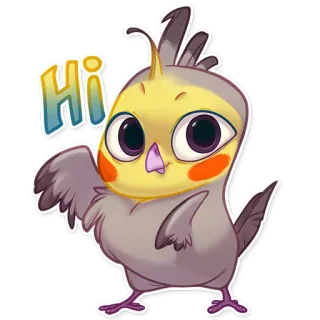 🙂 2fc3b007 Hi bird, cockatiel, greeting, animal, cartoon, cute, hi telegram sticker