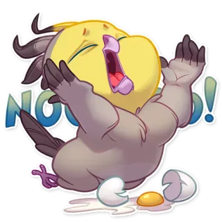 😢 5459589e NOOO! cartoon, egg, bird, yolk, sad, screaming telegram sticker
