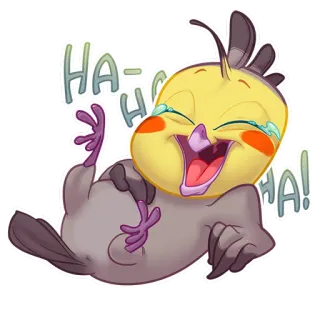 😂 9a7605aa HA HA! HA HA! bird, laughing, happy, animal, sticker, cartoon, funny, comic telegram sticker