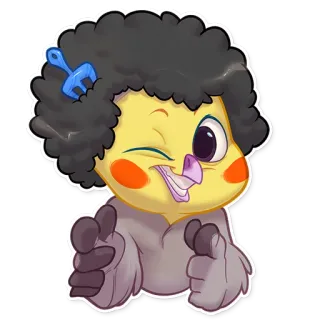 😜 d7340b34 cartoon, character, winking, pointing, funny, cute telegram sticker