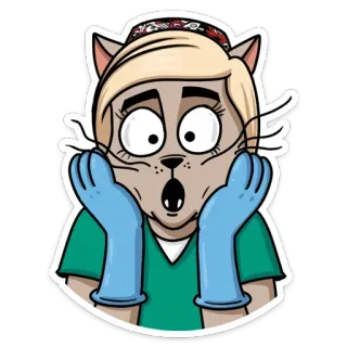 😱 9d6713d9 cat, shocked, surprise, nurse, pet, animal, cartoon telegram sticker