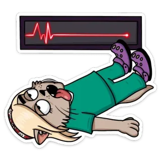⚰ d8d9f427 cat, dead, heart monitor, cartoon, unconscious, death telegram sticker