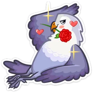 🌹 0d4340fe uccello, amore, rosa, cuori, carino, animale telegram sticker