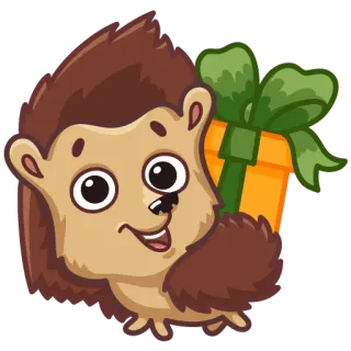 🎁 584fa814 riccio, animale, carino, cartone animato, regalo, presente telegram sticker