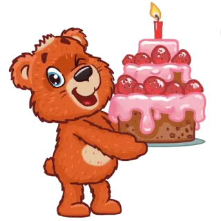 🎂 61189fab orsetto, torta, compleanno, festa, carino telegram sticker