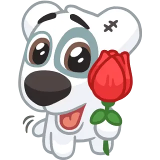 🌹 8f8b7936 cane, cucciolo, rosa, fiore, carino, orso telegram sticker
