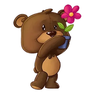 🌹 912140f2 orso, fiore, carino, pianta, animale telegram sticker