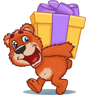 🎁 c32ca1e4 orso, regalo, cartone animato, animale, presente, felice telegram sticker