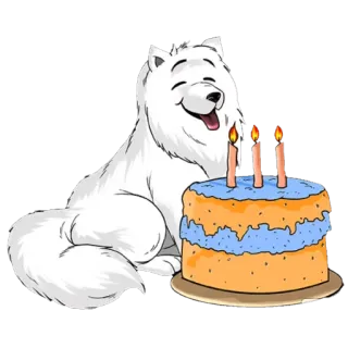 🎂 e69989c2 cane, compleanno, torta, candela, felice telegram sticker