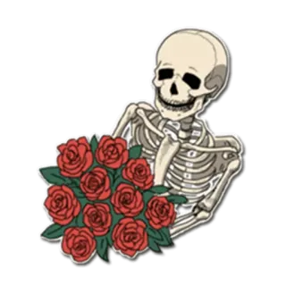🎂 f9f03f56 scheletro, rose, fiori, romanticismo, morte telegram sticker