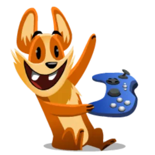 🎥 3494d5f1 dibujos animados, juego, mando, perro, naranja, feliz telegram sticker