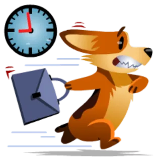 ⌛ e232e058 perro, corriendo, apurado, plazo, trabajo, tarde, reloj, enojado telegram sticker