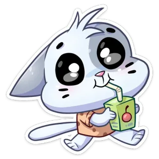 🧃 27a2d32b dessin animé, mignon, animal, lapin, jus, boisson, kawaii, autocollant telegram sticker