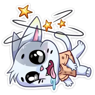 🤪 52c3a465 chat, étourdi, malade, étoiles, dessin animé, animal telegram sticker