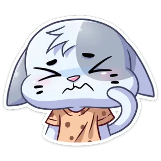 😖 6df03ba6 chat, triste, dessin animé, autocollant, animal telegram sticker