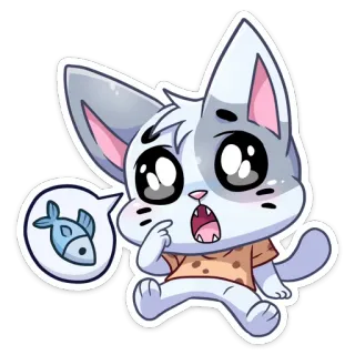 🍽️ d89e2b26 chat, poisson, dessin animé, mignon, animal, sticker, animé telegram sticker
