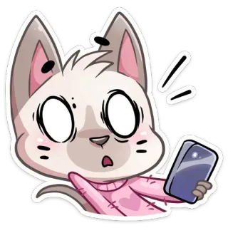 😳 5fc4c0cd gato, adesivo, animal, desenho animado, telefone, chocado whatsapp sticker