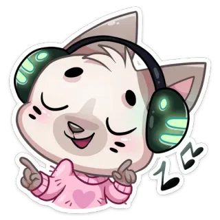 🎧 843177a2 gato, música, fones de ouvido, kawaii, fofo, adesivo whatsapp sticker
