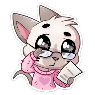 🤓 d431a054 gato, animal, óculos, suéter, fofo, lendo whatsapp sticker