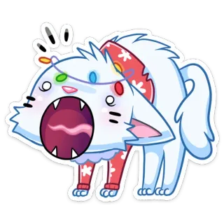 😬 304c6bde 猫, 动物, 贴纸, 卡通, 打哈欠, 白猫 telegram sticker