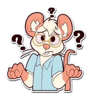 ❓ 1cd10864 mouse, question, confused, cartoon, character, glasses whatsapp sticker