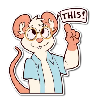 👆 387b6c8e THIS! mouse, cartoon, character, glasses, pointing, sticker whatsapp sticker