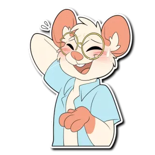 😅 7f014e88 mouse, cartoon, cute, character, glasses, happy whatsapp sticker