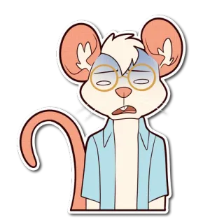 😨 bf75bfac mouse, cartoon, glasses, worried, exhausted, character whatsapp sticker