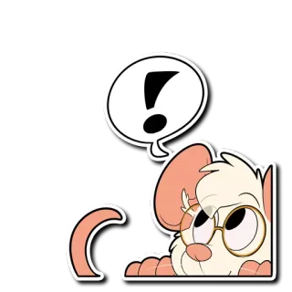‼ c2ca3e5a Pinky Pinky and the Brain cartoon, mouse, glasses, thinking, exclamation mark, pinky, pinky and the brain whatsapp sticker