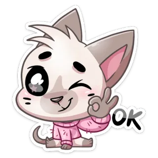 👌 0aa05f32 OK 猫, 好的, 可爱, 小猫, 贴纸, 动物 telegram sticker