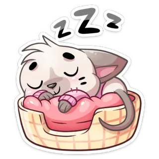 😴 337ec6cf ZZZ 猫, 睡觉, 可爱, 动物, zzz, 床, 枕头 telegram sticker