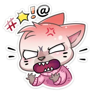 🤬 b98f5c97 生气, 恼火, 卡通, 猫, 咒骂, 愤怒 telegram sticker