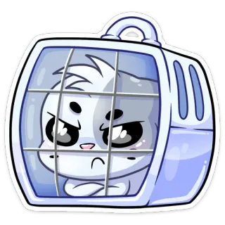😡 087983a2 chat, animal de compagnie, animal, mignon, cage, triste, kawaii, autocollant whatsapp sticker