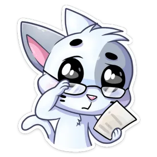 😎 60957898 chat, lunettes, lecture, mignon, animal, dessin animé whatsapp sticker