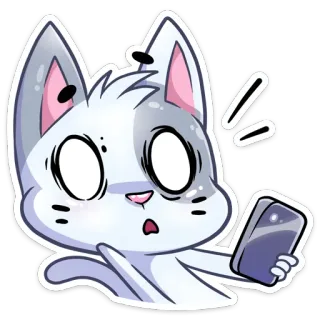 😳 64f857be chat, dessin animé, autocollant, animal, téléphone, surpris, choqué whatsapp sticker