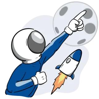 🌚 1094578f astronot, roket, bulan, luar angkasa, eksplorasi telegram sticker
