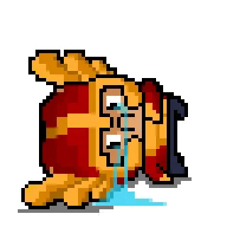 🥲 b08293e7 pixel art, pleurer, triste, autocollant, doré, larmes, émotion telegram sticker