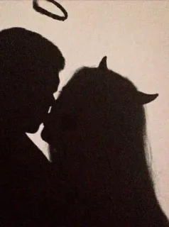 ➰ 95fbc5fb นางฟ้า, ปีศาจ, เงา, ความรัก, โรแมนติก, จูบ, เขา, รัศมี telegram sticker