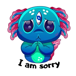 😞 2b6a82ed I am sorry apology, cute, monster, sorry, cartoon, forgiveness, regret whatsapp sticker