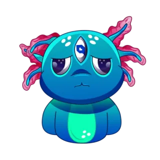 🤪 94a1bf7f alien, sad, cute, three eyes, monster, cartoon whatsapp sticker