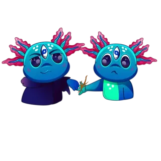 😟 d9299c53 axolotl, cute, blue, cartoon, three eyed, animals whatsapp sticker