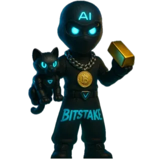 👽 232951b9 BITSTAKE Ниндзя, Кот, Золото, Биткоин, ИИ, Bitstake telegram sticker