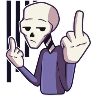 🖕 8ed5715c 骷髅, 中指, 卡通, 粗鲁, 手势, 冒犯 telegram sticker