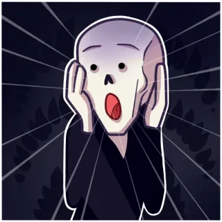 😨 e067dbb9 尖叫, 害怕, 震惊, 骷髅, 恐怖, 卡通 telegram sticker