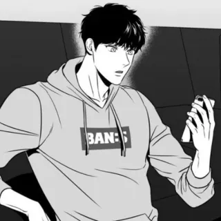 💸 37225a81 BANGS Manhwa, Yaoi, Stile Anime, Bianco e Nero, Personaggio, Frangetta, Felpa telegram sticker