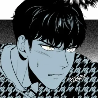 🍾 5818b1ac CLENCH uomo, ritratto, serrare, fumetto, bianco e nero, disegno telegram sticker