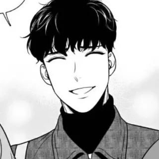 🍸 6669774b uomo, sorridente, ritratto, bianco e nero, cartone animato, anime telegram sticker