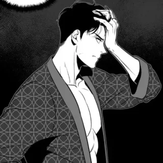 🍸 783ea89d uomo, vestaglia, bianco e nero, manga, anime, maschio, bello telegram sticker