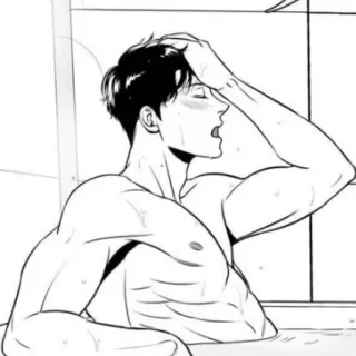 🍾 891e8325 uomo, muscoloso, anime, manga, arte, illustrazione, cartone animato telegram sticker